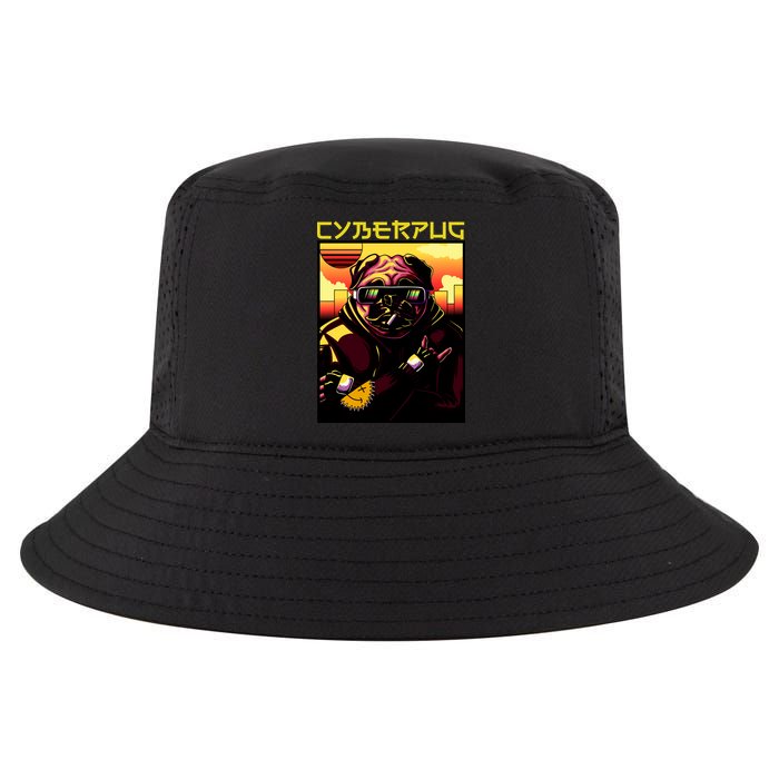 Cyberpug Parody Pug Dog Cyber Punk Cool Comfort Performance Bucket Hat