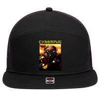Cyberpug Parody Pug Dog Cyber Punk 7 Panel Mesh Trucker Snapback Hat