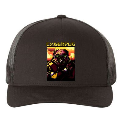 Cyberpug Parody Pug Dog Cyber Punk Yupoong Adult 5-Panel Trucker Hat