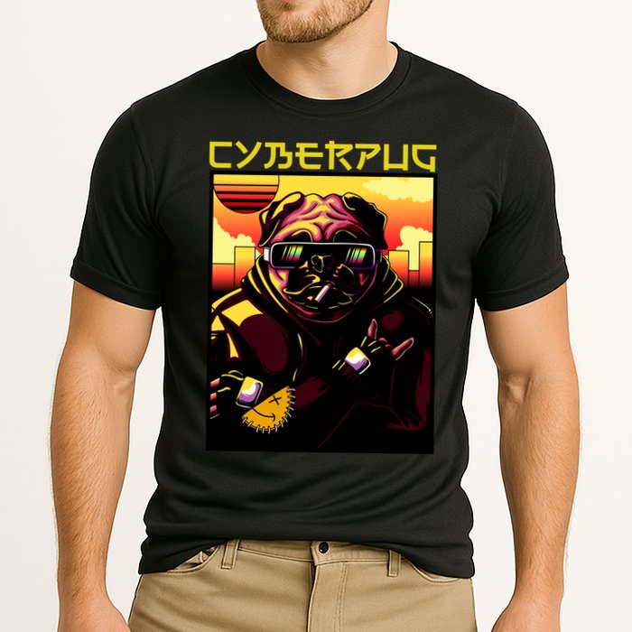 Cyberpug Parody Pug Dog Cyber Punk Performance Shirt