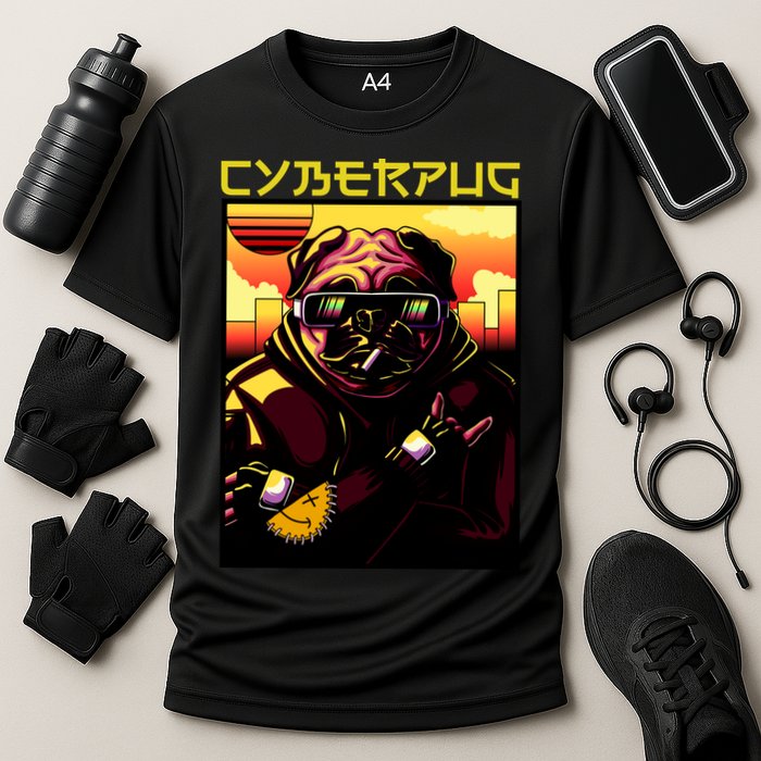 Cyberpug Parody Pug Dog Cyber Punk Performance Shirt