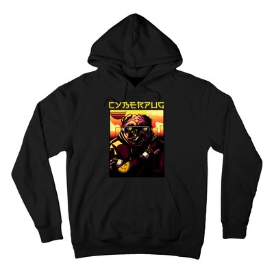 Cyberpug Parody Pug Dog Cyber Punk Hoodie