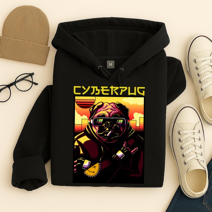 Cyberpug Parody Pug Dog Cyber Punk Hoodie