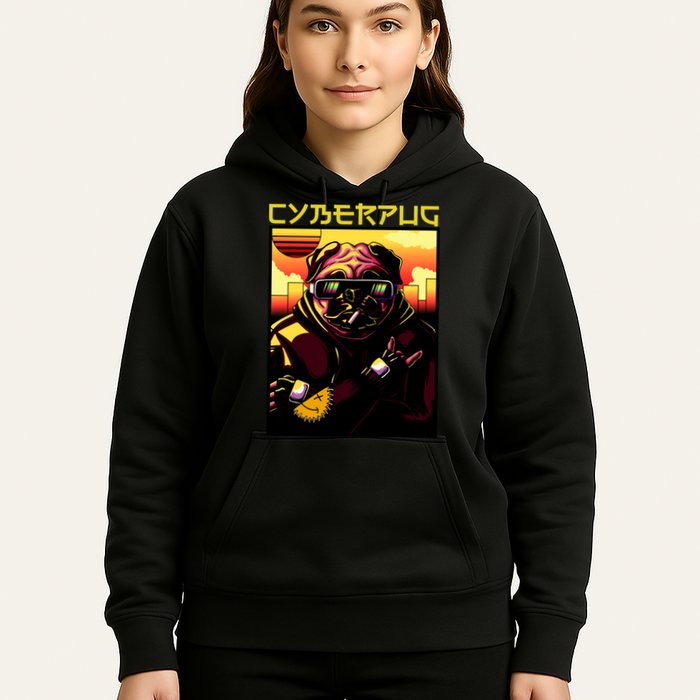 Cyberpug Parody Pug Dog Cyber Punk Hoodie