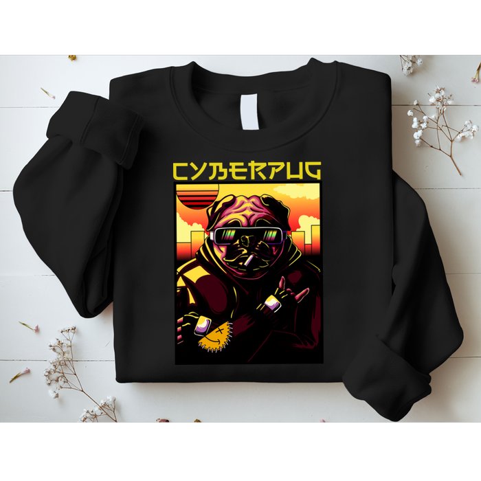 Cyberpug Parody Pug Dog Cyber Punk Sweatshirt
