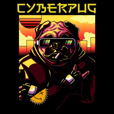 Cyberpug Parody Pug Dog Cyber Punk T-Shirt