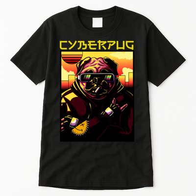 Cyberpug Parody Pug Dog Cyber Punk Tall T-Shirt