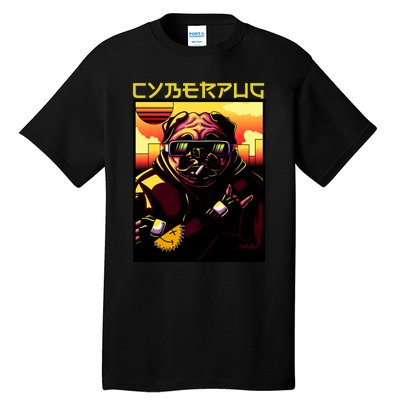 Cyberpug Parody Pug Dog Cyber Punk Tall T-Shirt