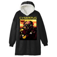 Cyberpug Parody Pug Dog Cyber Punk Hooded Wearable Blanket