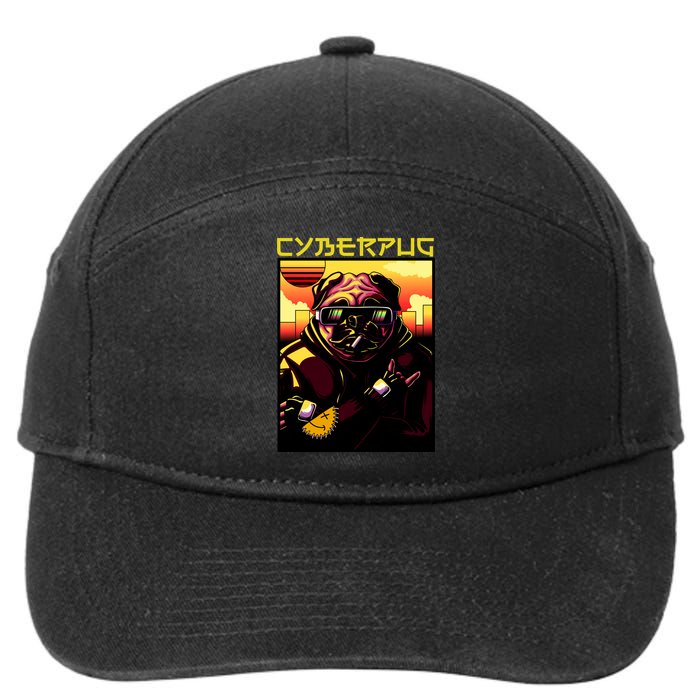 Cyberpug Parody Pug Dog Cyber Punk 7-Panel Snapback Hat
