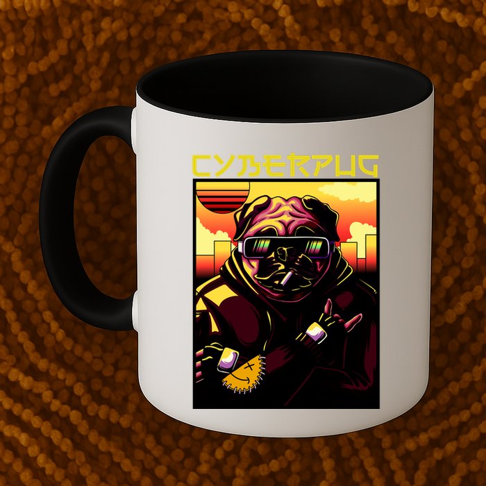 Cyberpug Parody Pug Dog Cyber Punk Coffee Mug