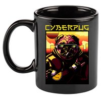 Cyberpug Parody Pug Dog Cyber Punk 11oz C Handle Ceramic Mug
