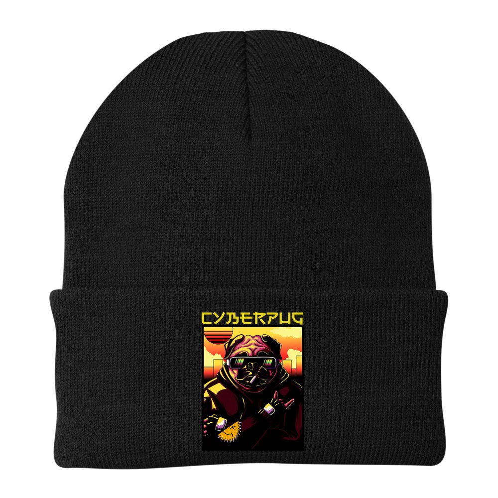 Cyberpug Parody Pug Dog Cyber Punk Beanie