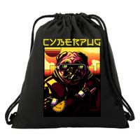 Cyberpug Parody Pug Dog Cyber Punk Drawstring Bag