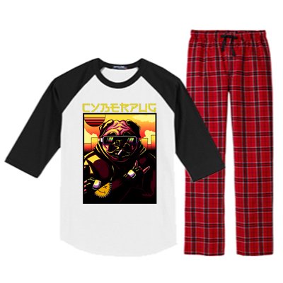 Cyberpug Parody Pug Dog Cyber Punk Raglan Sleeve Pajama Set