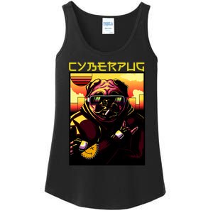 Cyberpug Parody Pug Dog Cyber Punk Ladies Essential Tank