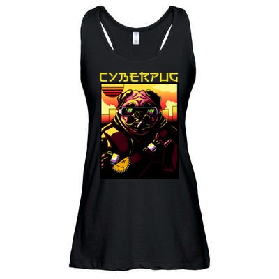 Cyberpug Parody Pug Dog Cyber Punk Ladies Essential Flowy Tank