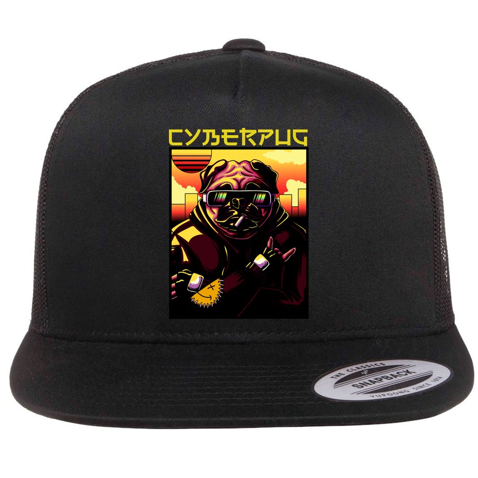Cyberpug Parody Pug Dog Cyber Punk Flatbill Hat