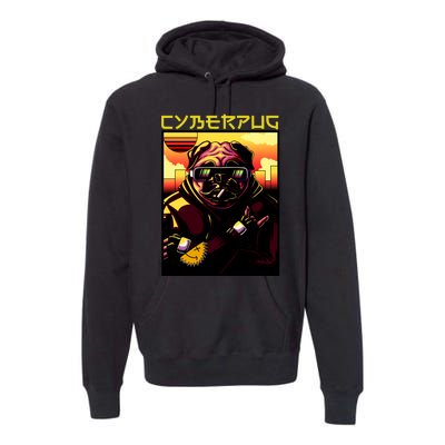 Cyberpug Parody Pug Dog Cyber Punk Premium Hoodie