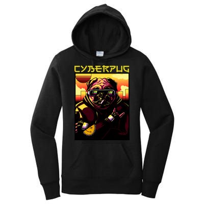 Cyberpug Parody Pug Dog Cyber Punk Women's Pullover Hoodie
