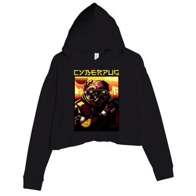 Cyberpug Parody Pug Dog Cyber Punk Crop Fleece Hoodie