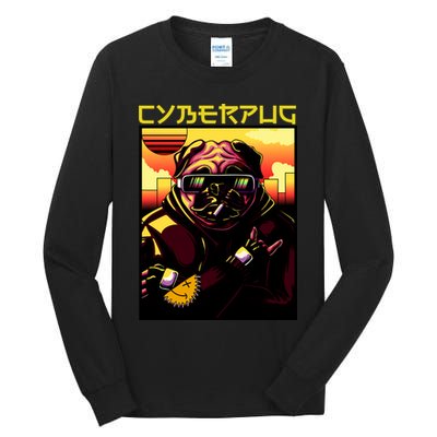 Cyberpug Parody Pug Dog Cyber Punk Tall Long Sleeve T-Shirt
