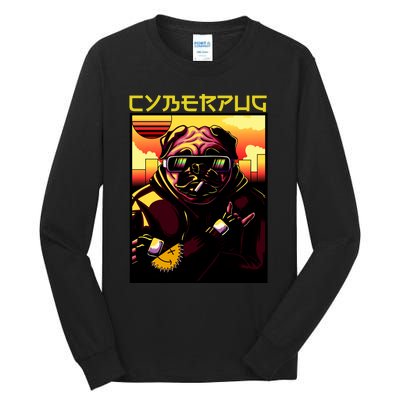 Cyberpug Parody Pug Dog Cyber Punk Tall Long Sleeve T-Shirt