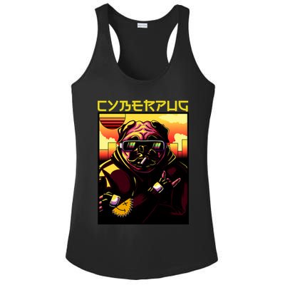 Cyberpug Parody Pug Dog Cyber Punk Ladies PosiCharge Competitor Racerback Tank