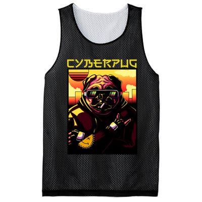 Cyberpug Parody Pug Dog Cyber Punk Mesh Reversible Basketball Jersey Tank
