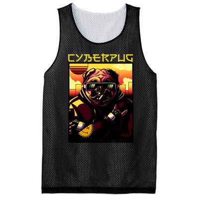 Cyberpug Parody Pug Dog Cyber Punk Mesh Reversible Basketball Jersey Tank