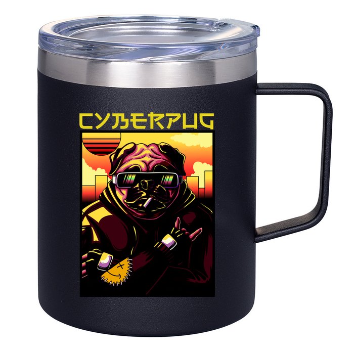 Cyberpug Parody Pug Dog Cyber Punk 12oz Stainless Steel Coffee Mug