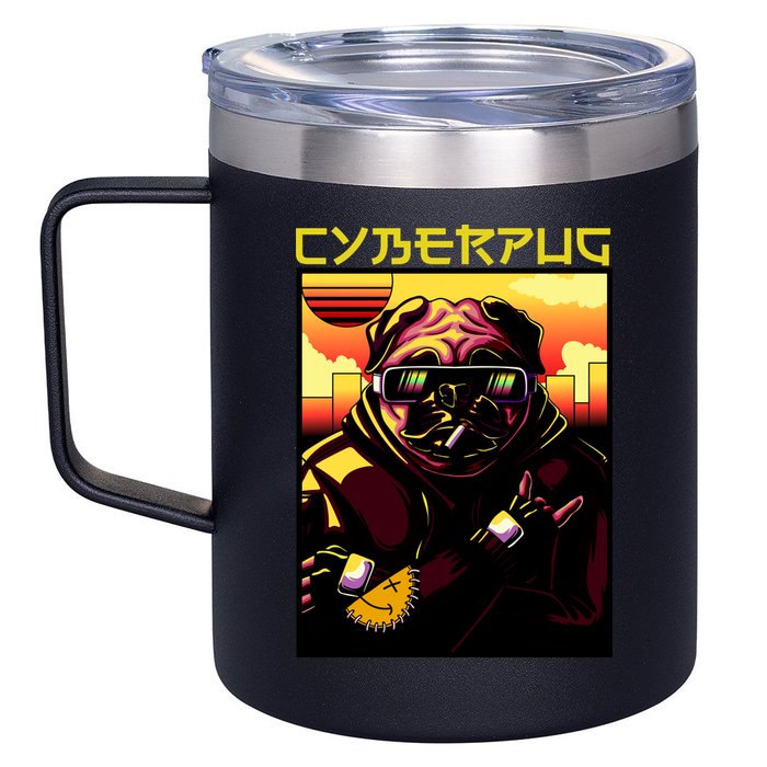 Cyberpug Parody Pug Dog Cyber Punk 12oz Stainless Steel Coffee Mug