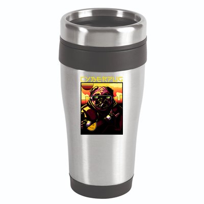 Cyberpug Parody Pug Dog Cyber Punk 16oz Travel Tumbler
