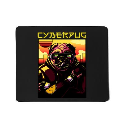 Cyberpug Parody Pug Dog Cyber Punk Mousepad