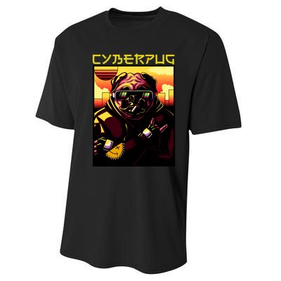 Cyberpug Parody Pug Dog Cyber Punk Performance Sprint T-Shirt