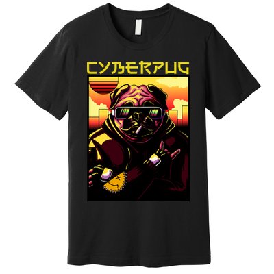 Cyberpug Parody Pug Dog Cyber Punk Premium T-Shirt