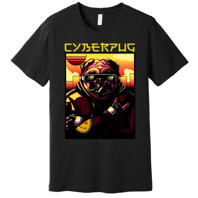 Cyberpug Parody Pug Dog Cyber Punk Premium T-Shirt