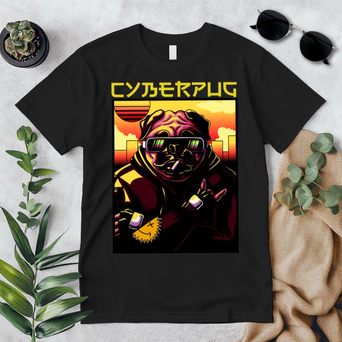 Cyberpug Parody Pug Dog Cyber Punk Premium T-Shirt