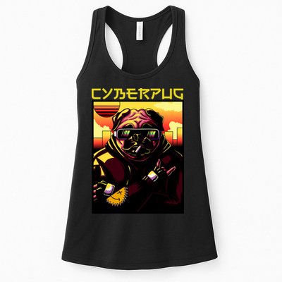 Cyberpug Parody Pug Dog Cyber Punk Womens Tank Top