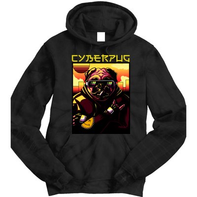 Cyberpug Parody Pug Dog Cyber Punk Tie Dye Hoodie