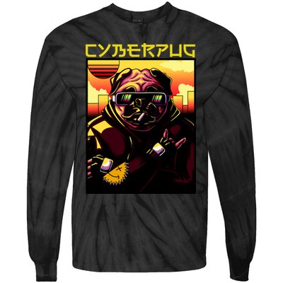 Cyberpug Parody Pug Dog Cyber Punk Tie-Dye Long Sleeve Shirt