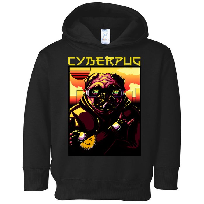 Cyberpug Parody Pug Dog Cyber Punk Toddler Hoodie