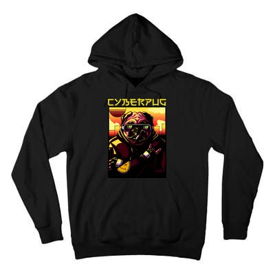 Cyberpug Parody Pug Dog Cyber Punk Tall Hoodie