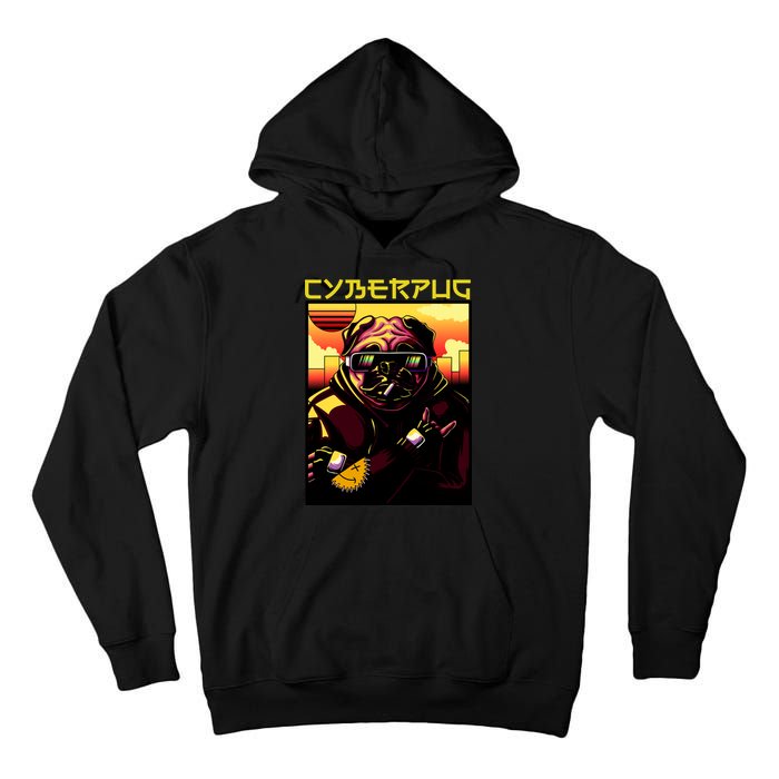 Cyberpug Parody Pug Dog Cyber Punk Tall Hoodie