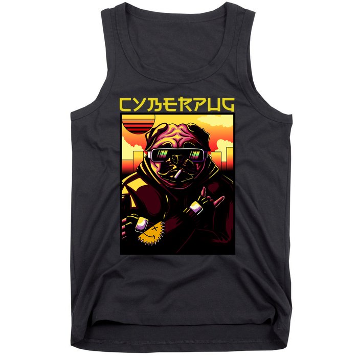 Cyberpug Parody Pug Dog Cyber Punk Tank Top