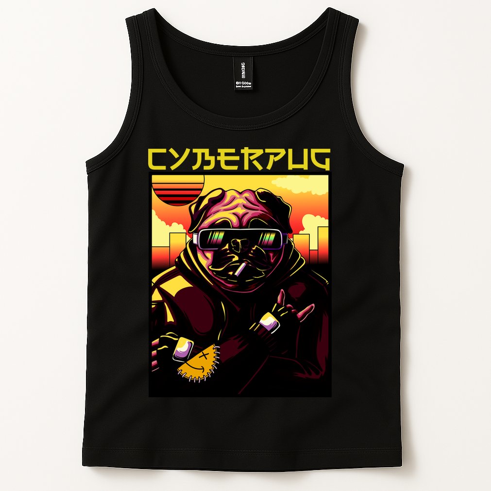 Cyberpug Parody Pug Dog Cyber Punk Tank Top