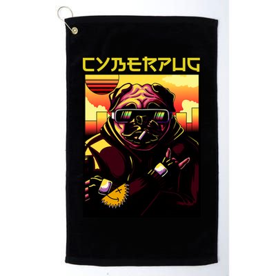 Cyberpug Parody Pug Dog Cyber Punk Golf Towel