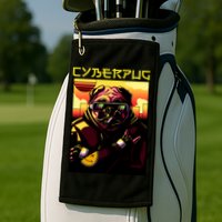Cyberpug Parody Pug Dog Cyber Punk Golf Towel