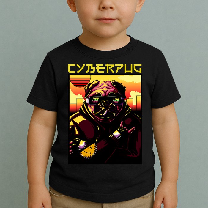 Cyberpug Parody Pug Dog Cyber Punk Toddler T-Shirt