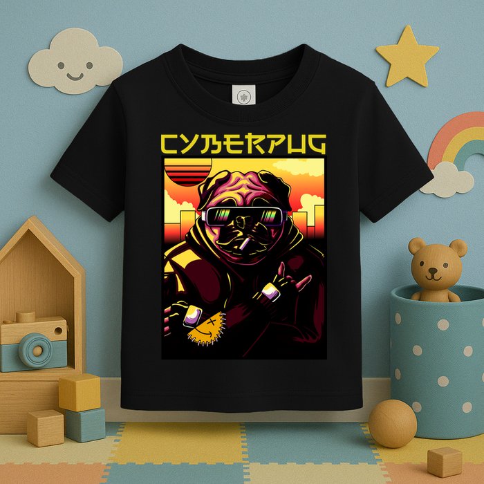 Cyberpug Parody Pug Dog Cyber Punk Toddler T-Shirt